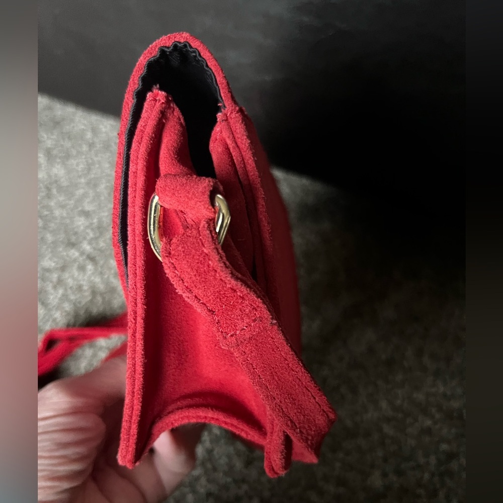 ASOS Maroon Red Suede Ring and Ball Crossbody Bag - Picture 5 of 15